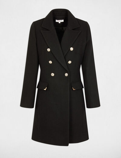 Manteau double boutonnage noir femme