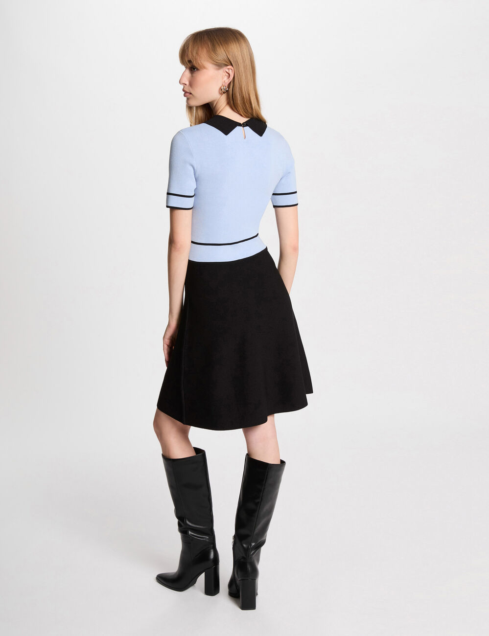 Kurzes, gestricktes A-Linien-Kleid himmelblau damen