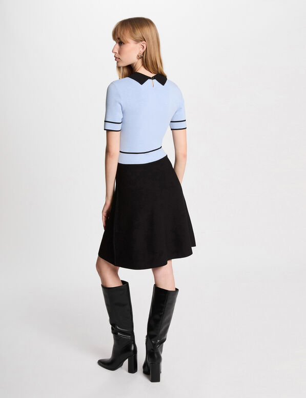 Kurzes, gestricktes A-Linien-Kleid himmelblau damen