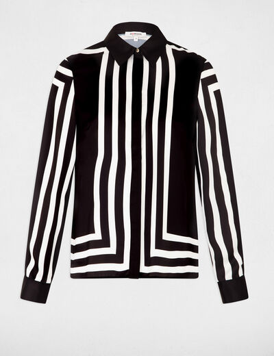 Chemise manches longues rayée noir femme
