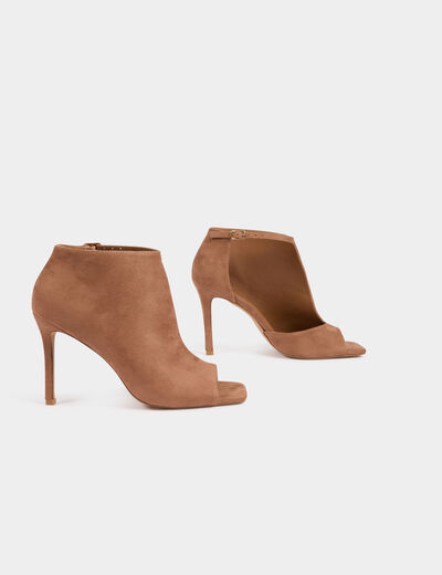 Sandales à talons demi-ouvertes marron femme