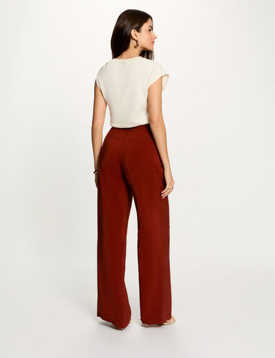 Top asym&eacute;trique sans manches ivoire femme