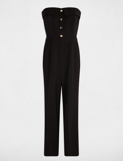 Langer Jumpsuit mit Bustier-Ausschnitt schwarz damen