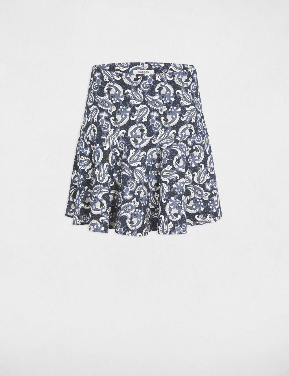 Jupe patineuse &eacute;vas&eacute;e bleu femme