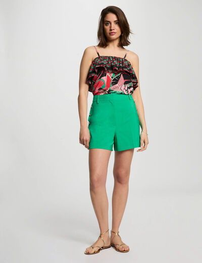 Short fluide à pont vert émeraude femme