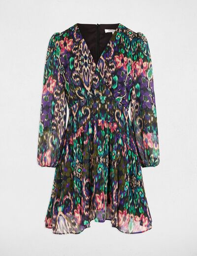 Kurzes, ausgestelltes Kleid mit Print mehrfarbig damen