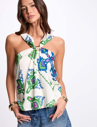 Top sans manches imprimé multicolore femme