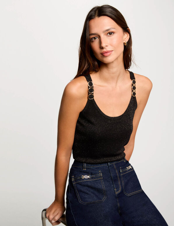 tragertop mit schmalen tragern schwarz damen Trägertop mit schmalen Trägern schwarz damen