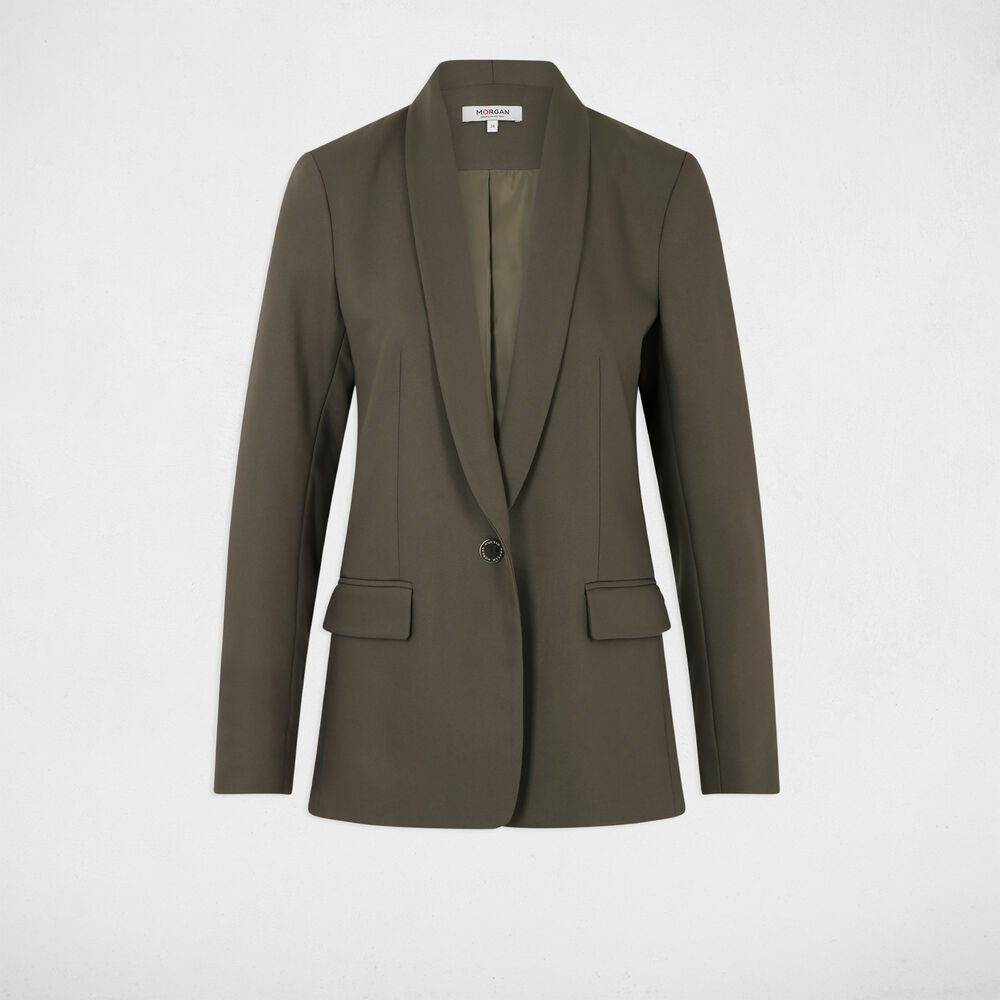 Kurze Jacke mit Schalkragen khakigrün damen