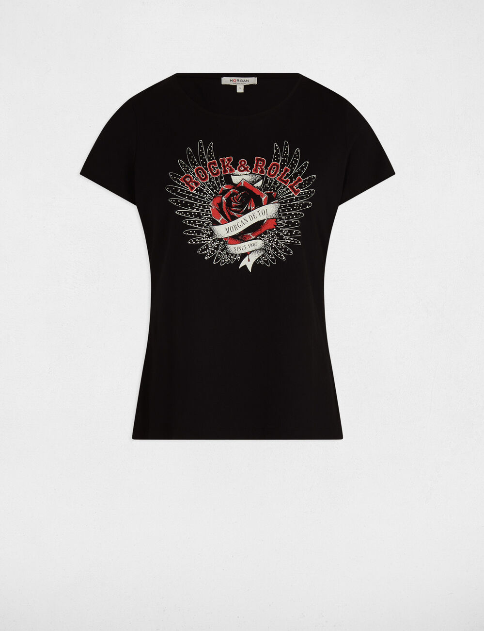 T-shirt à inscription noir femme