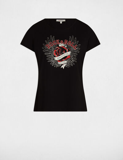 T-Shirt mit Aufschrift schwarz damen