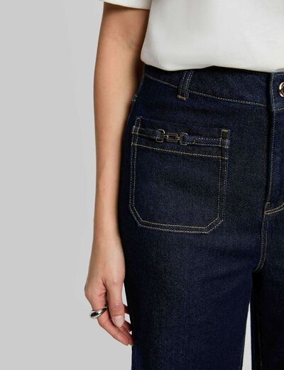 Weit geschnittene Jeans mit Verzierungen rohes denim damen