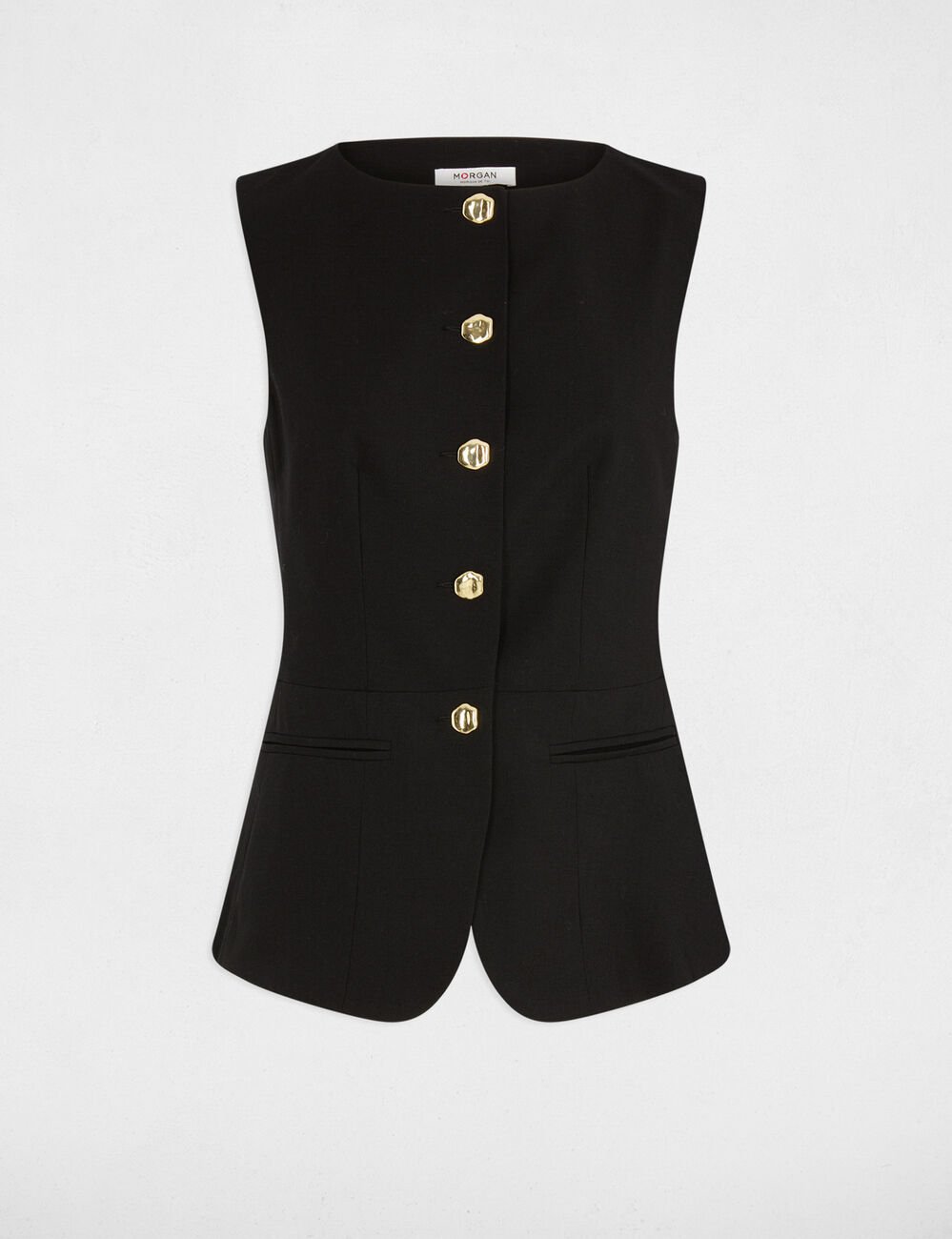 Veste sans manches ajust&eacute;e noir femme