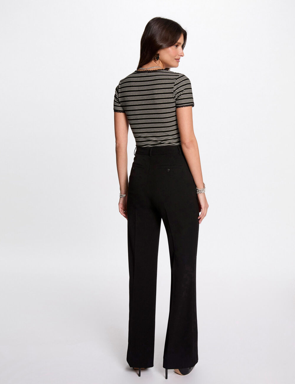 T-shirt manches courtes rayé noir femme