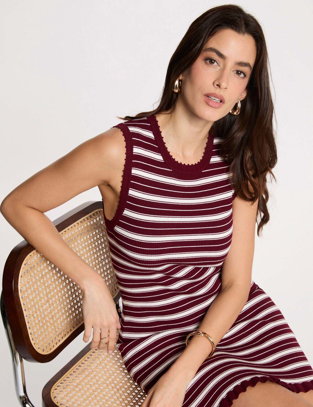 Strickkleid ohne &Auml;rmel bordeaux damen