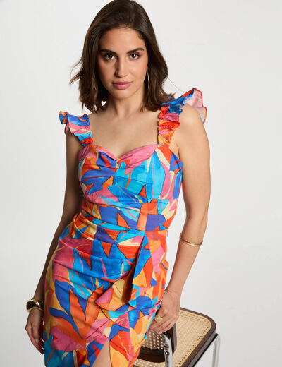 Top mit Muster und Volants mehrfarbig damen