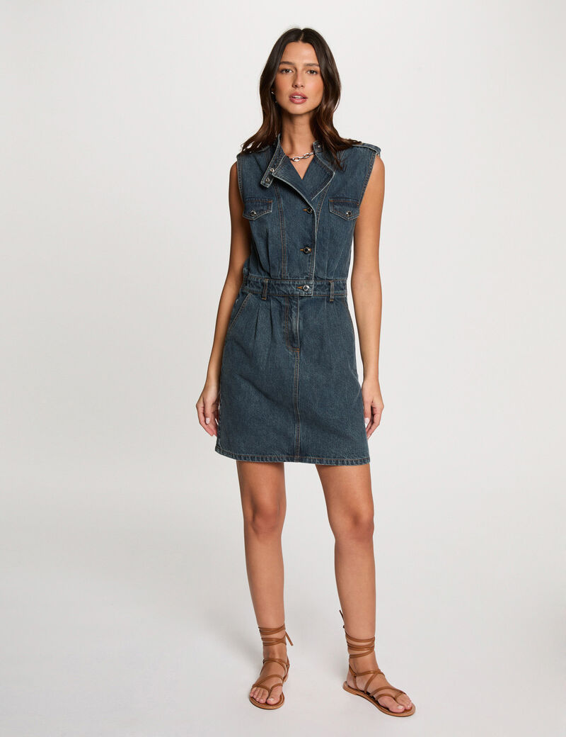 Kurzes, gerades Jeanskleid stone denim damen