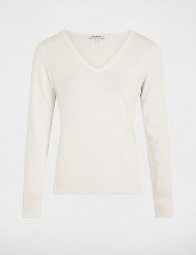 Pullover mit V-Ausschnitt weiss damen
