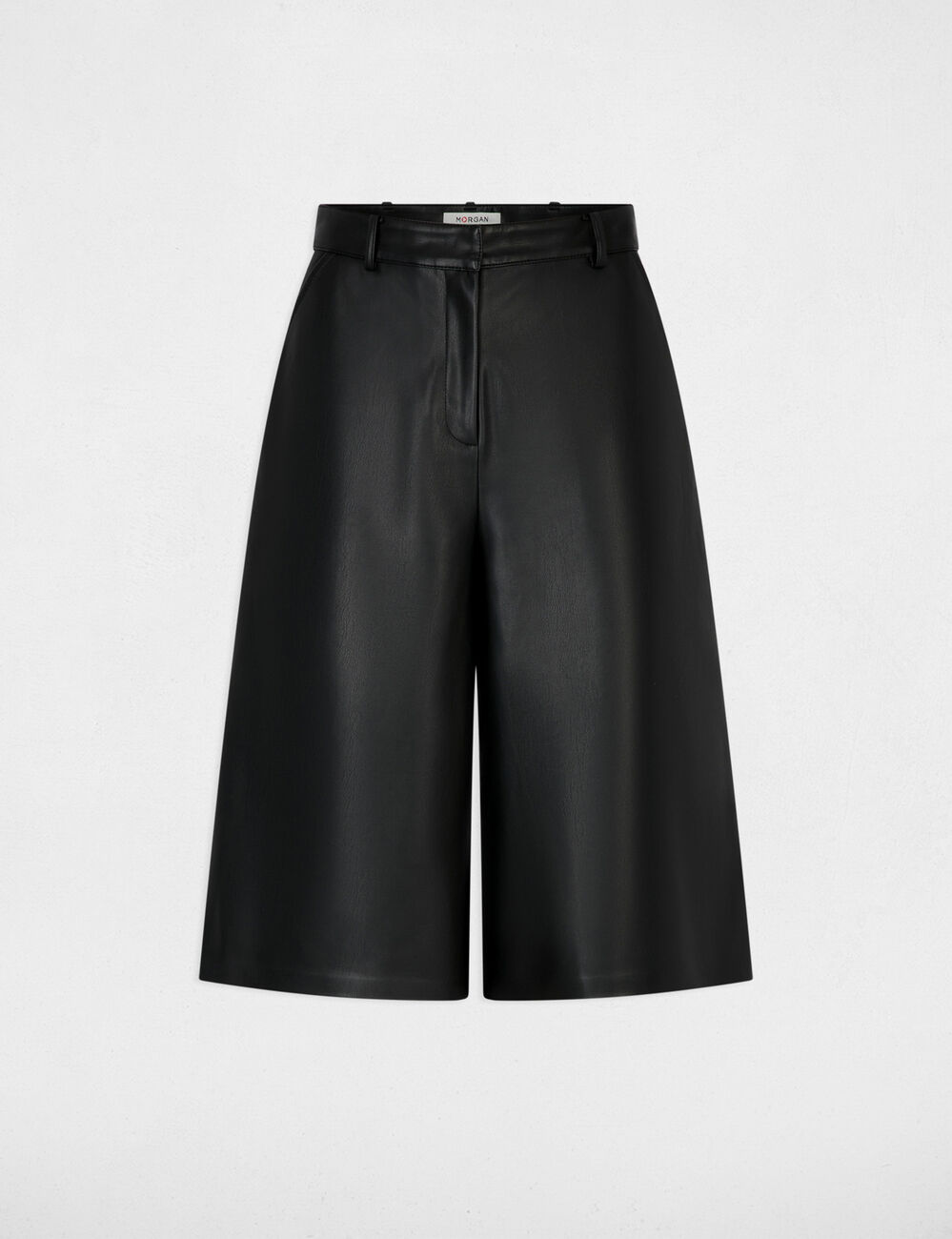 Bermuda large taille haute noir femme