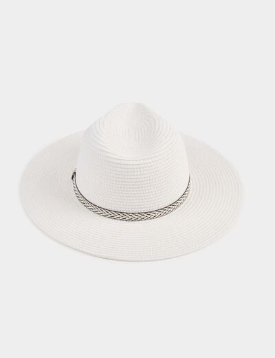 Grafischer Strohhut weiss damen