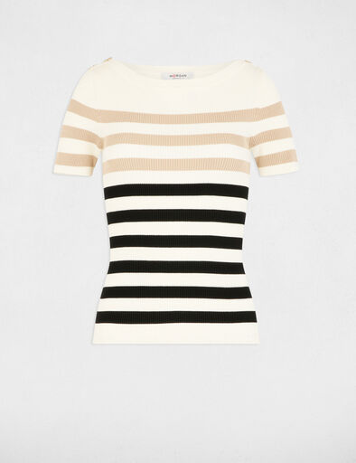 kurzarmliger gestreifter pullover elfenbein damen Kurzärmliger, gestreifter Pullover elfenbein damen