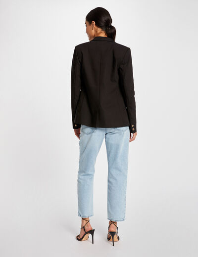 Veste tailleur droite boutonnée noir femme