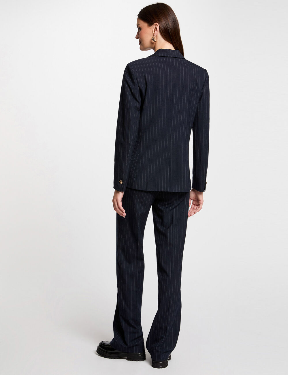 Flared Hose mit Streifen marineblau damen