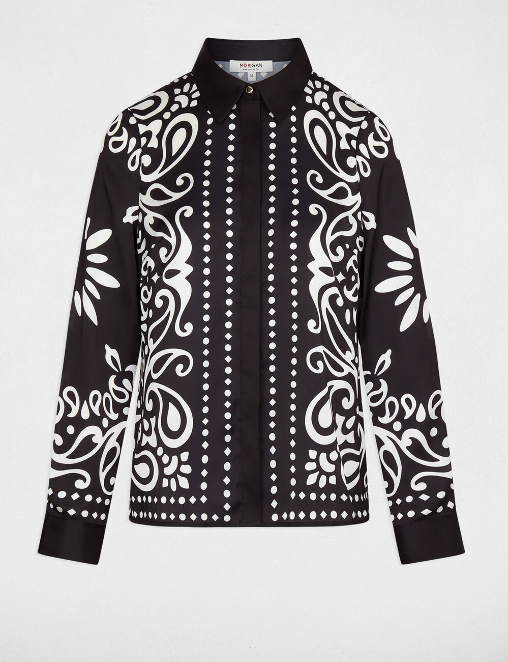 Flie&szlig;endes Hemd mit Print schwarz damen
