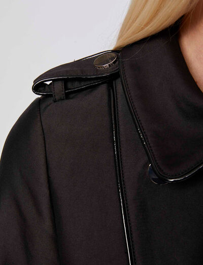 Trench droit ceinturé noir femme