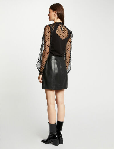 Langarmshirt mit Spitze schwarz damen