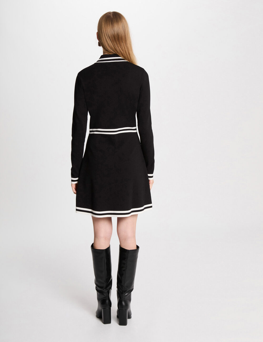 Kurzes, gestricktes Trapez-Kleid schwarz damen