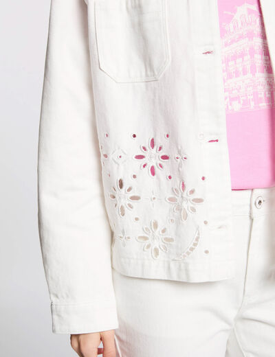 Veste en jean brodée blanc femme