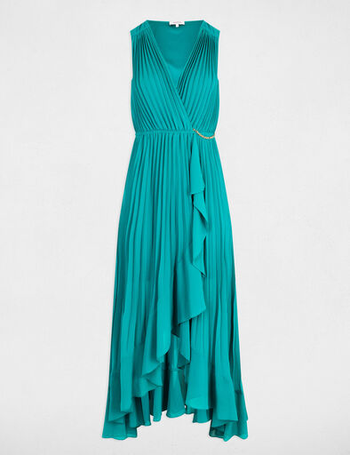 robe longue fluide plissee bleu turquoise femme Robe longue fluide plissée bleu turquoise femme