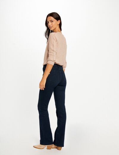 Bootcut-Jeans mit hoher Taille rohes denim damen