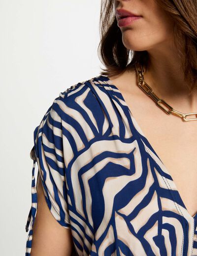 Langes gerades Kleid mit Muster mehrfarbig damen