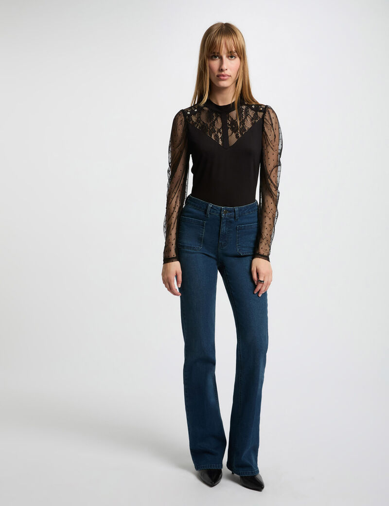 t shirt manches longues noir femme T-shirt manches longues noir femme