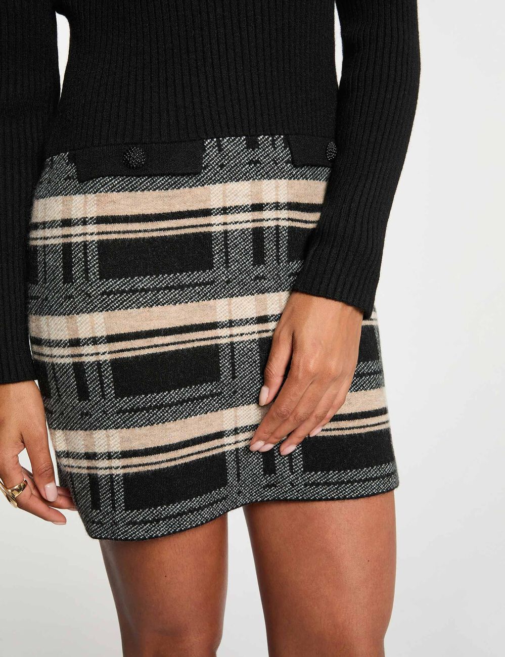 Strickkleid mit Rundhalsausschnitt schwarz damen