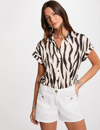 Blouse manches courtes blanc femme