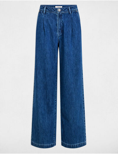 Jeans large taille haute denim stone femme