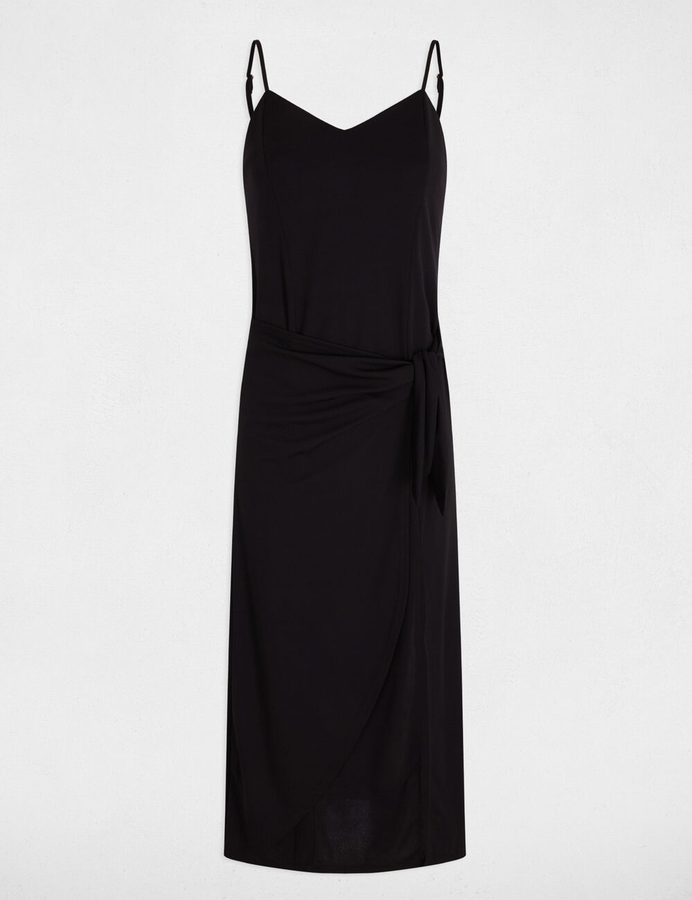 Eng anliegendes Midikleid mit Schlitz schwarz damen