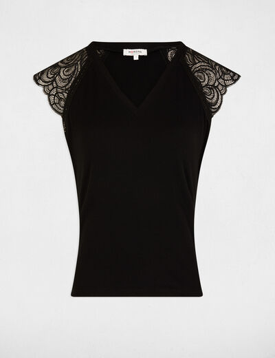 Kurzarm-T-Shirt schwarz damen