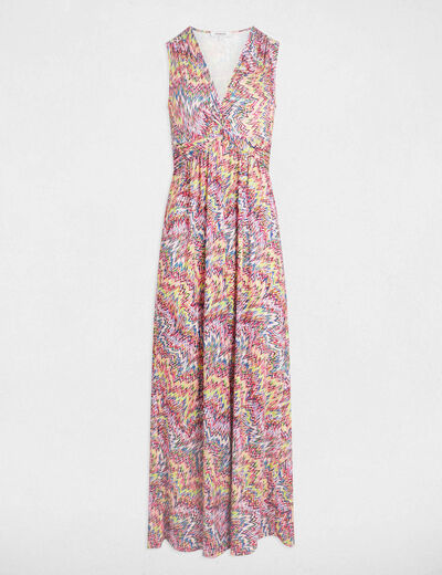 Robe longue droite imprimée multicolore femme