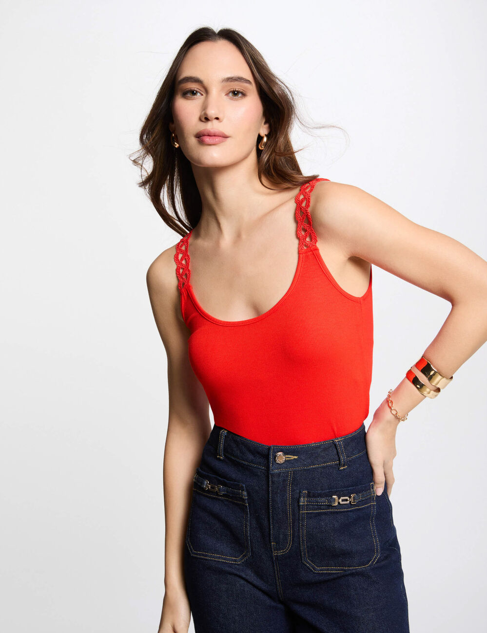 Débardeur sans manches orange femme