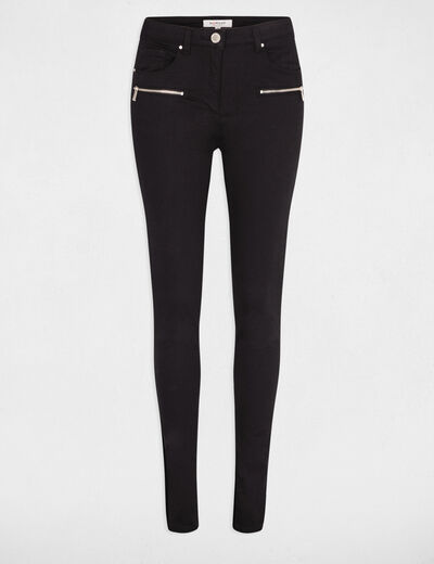 Jeans slim détails zippés noir femme