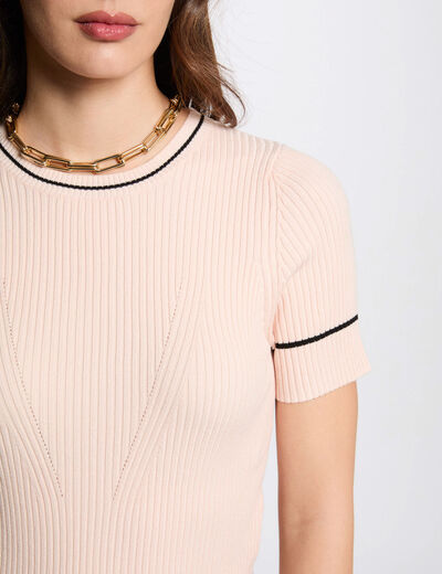 Kurzärmeliger Pullover hellrosa damen