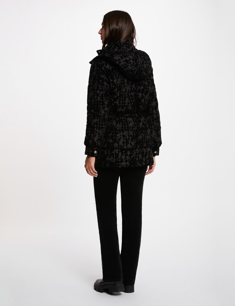 Samt-Daunenjacke schwarz damen