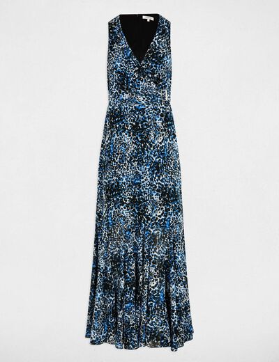 Robe longue droite imprimée multicolore femme