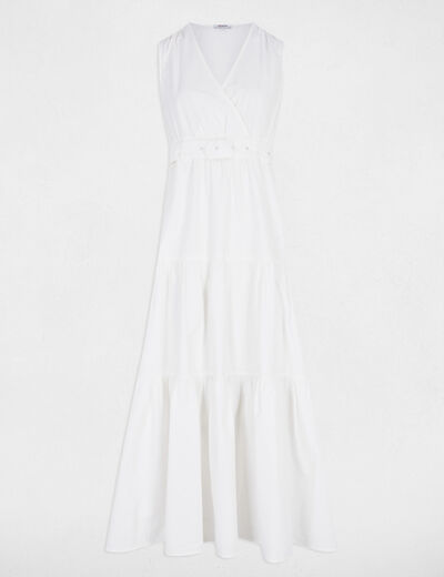 Langes, gerade geschnittenes Kleid weiss damen