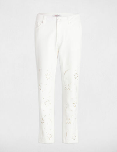 Bestickte gerade Jeans weiss damen