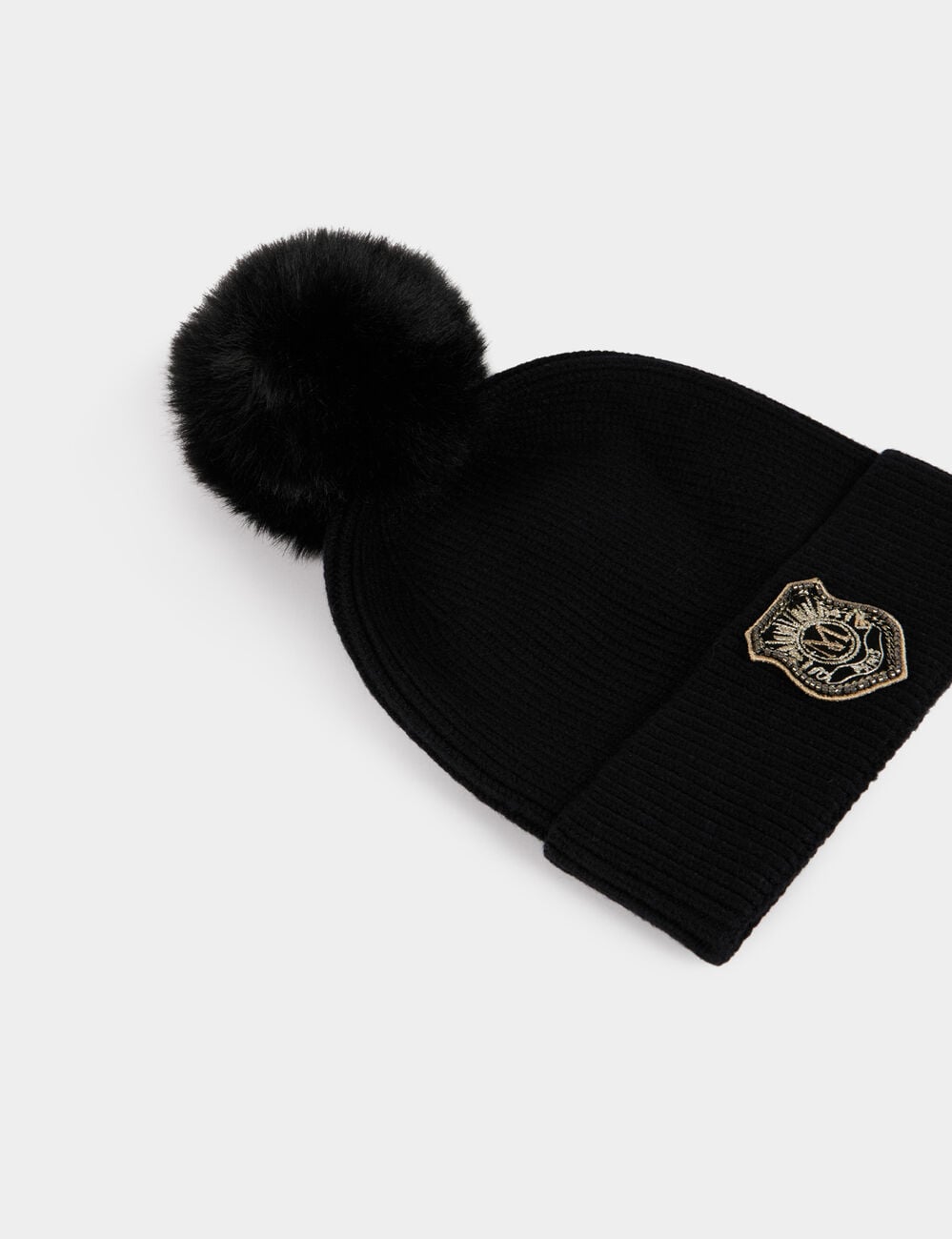 Bonnet fausse fourrure noir femme
